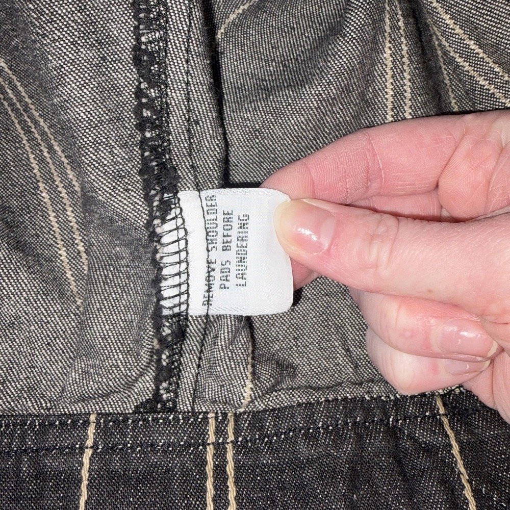 Vintage Y2K Jag Jacket Womens Black Striped Denim Star Embroidered Cropped - Picture 9 of 14
